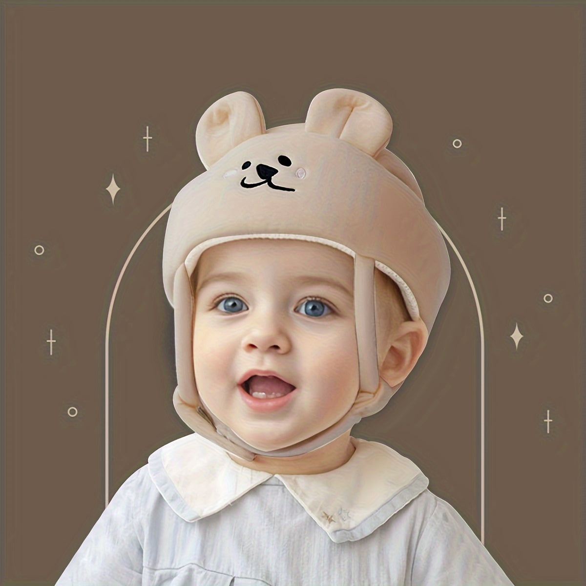 Baby Safety Helmet for Crawling and Walking with Head Cushion and Soft Protector Beige 0+