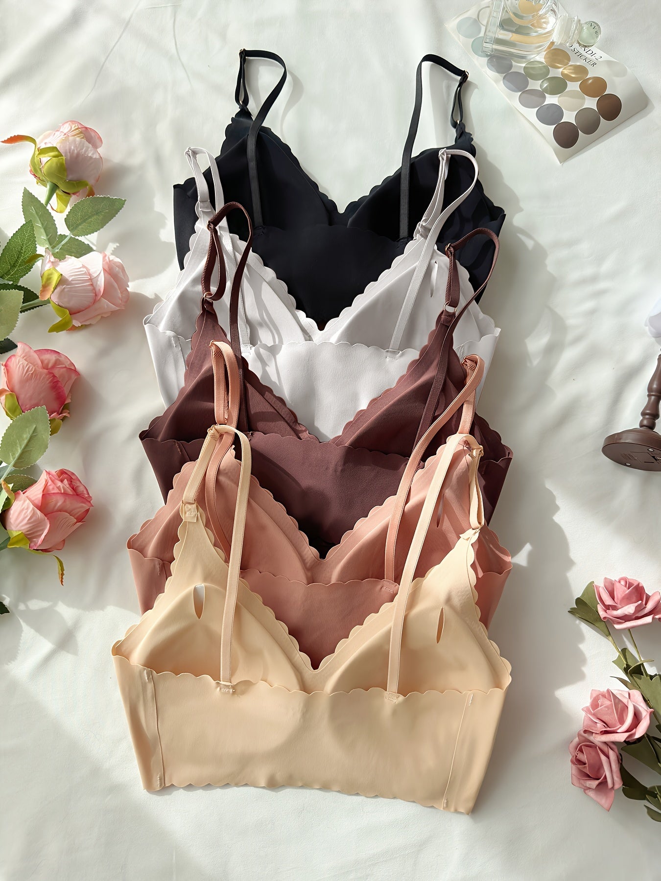 Women's Seamless Bralette with Removable Pads Wire-Free Solid Color Stretchy Nylon Spandex