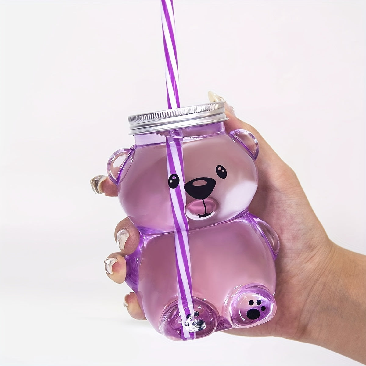 Kids' Cartoon Bear Straw Cup Plastic Durable Drinkware for Children