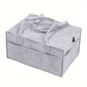 Set de organizador de pañales con tapa, bolso de pañales de fieltro, cesta de bebé, tote para cuna, para cochecito, gris