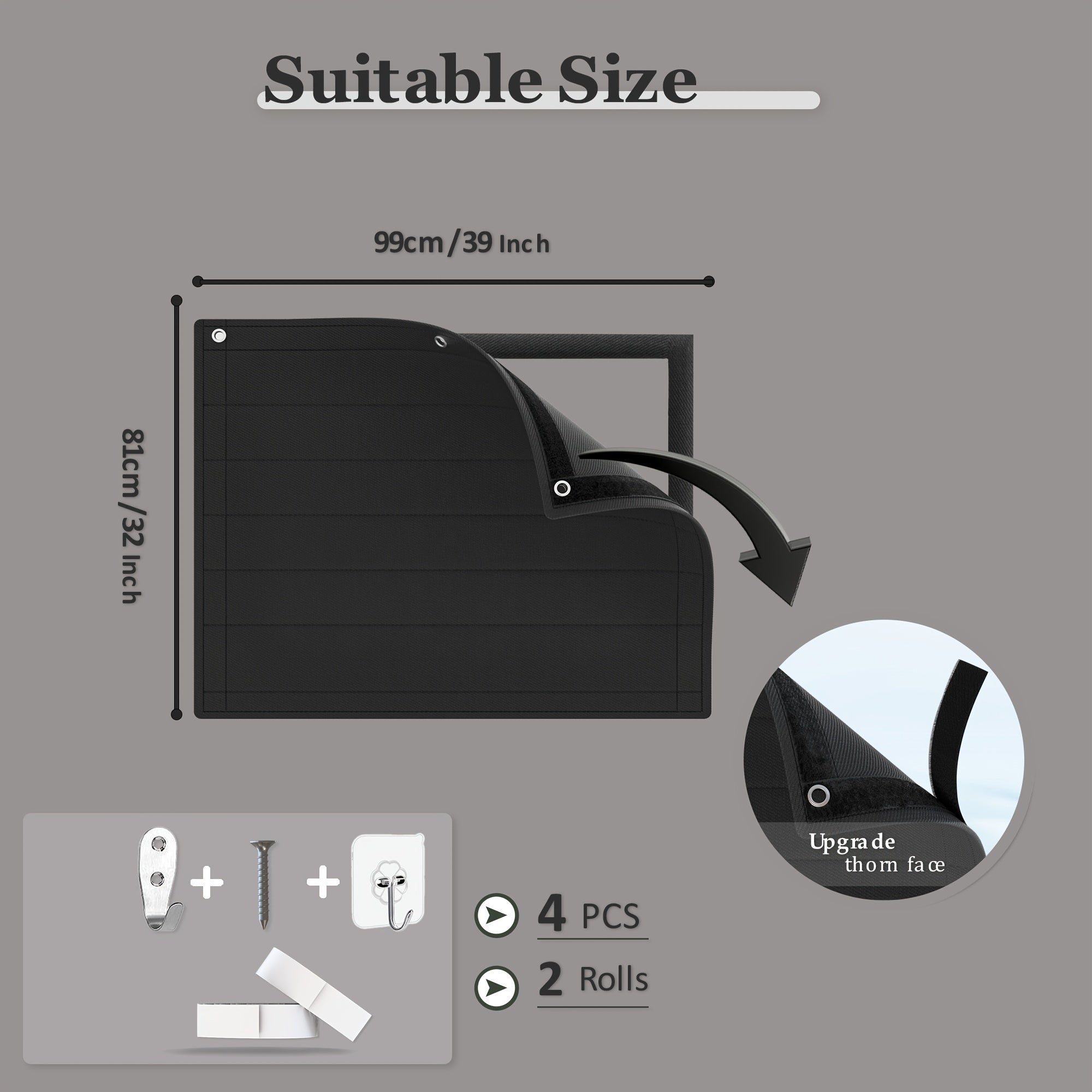 Black Fireplace Cover Indoor Use Flame Retardant Oxford Fabric Heat Loss Prevention