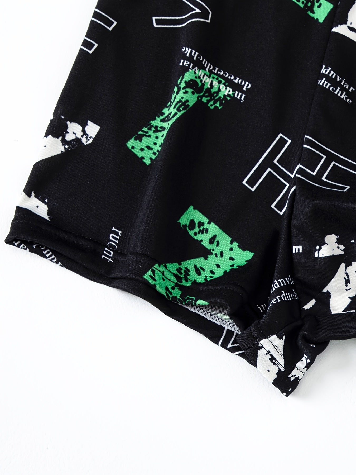 10 ta erkaklar ko'chasi uslubidagi elastik bokser shortlari - zamonaviy print, qulay va nafas oladigan