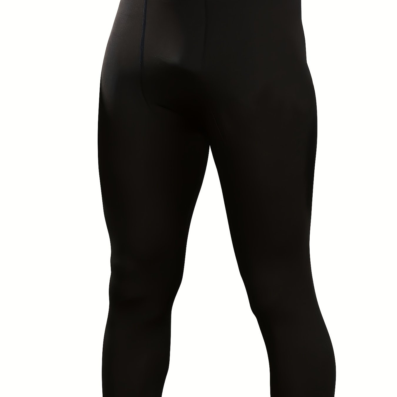 Men's Black Cropped Leggings High Elasticity Polyester Spandex Athletic Fit for Gym or Casual
