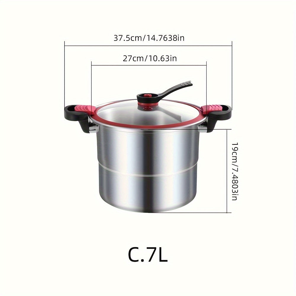 Red Circle Stand Handle Micro Pressure Cooker for Small Kitchen Use