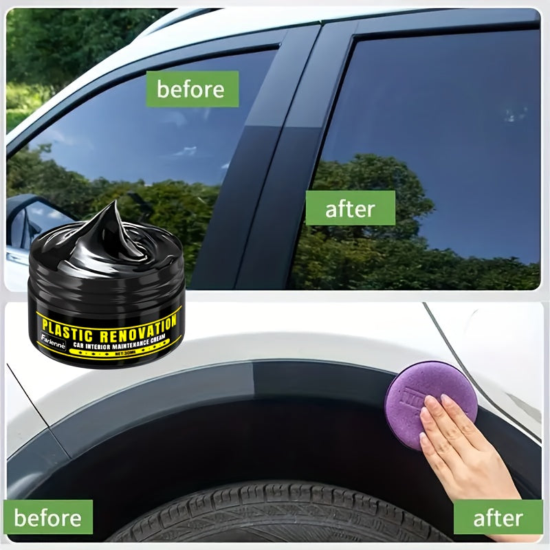 Restaurador de piezas de plástico para coche, interior negro, pulidor de molduras, brillo para neumáticos, cuidado del cuero