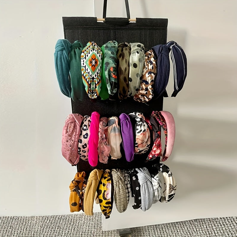 Kids Girls Hair Accessories Organizer Hanging Storage with 12 Hooks and Pockets