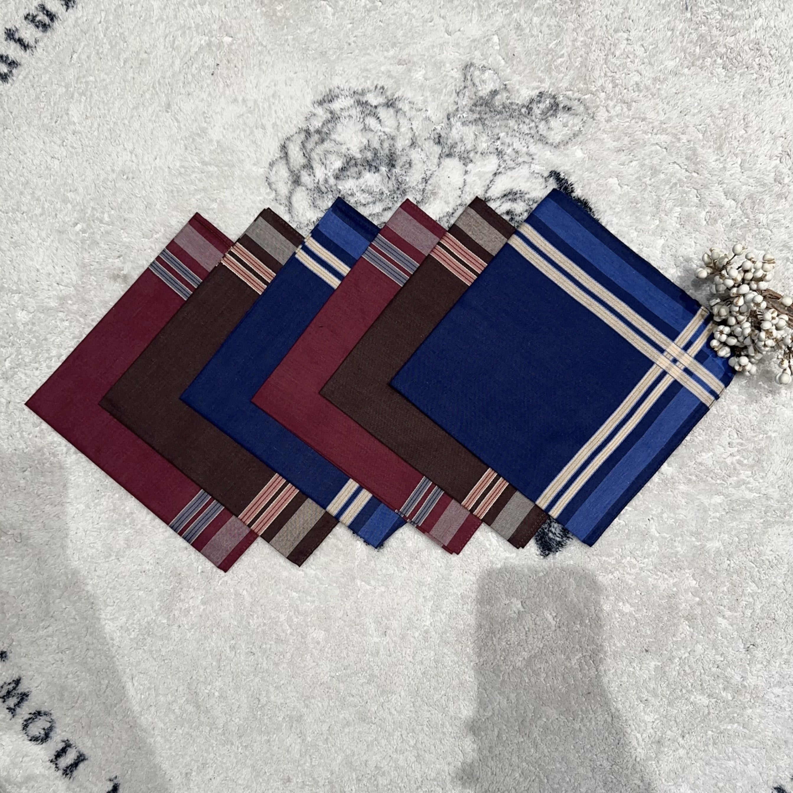 Set of 12 Dark Color Men's Business Handkerchiefs for Suit Pockets and Sweat Wipes