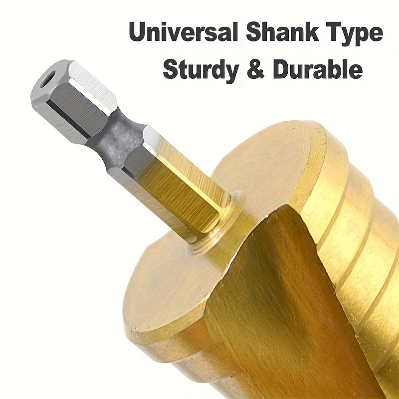 3pcs Titanium Coated High Speed Steel Step Drill Set for Wood Metal