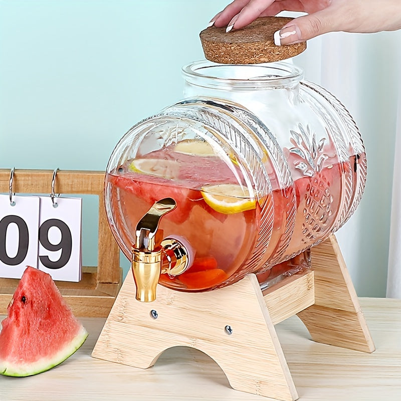 Glass Wine Fermentation Barrel with Faucet Cork Sealed for Brewing and Beverages