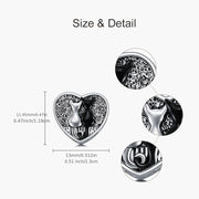 Серебряный шарм в виде сердца с изображением кота и фотобусиной, позолоченные украшения