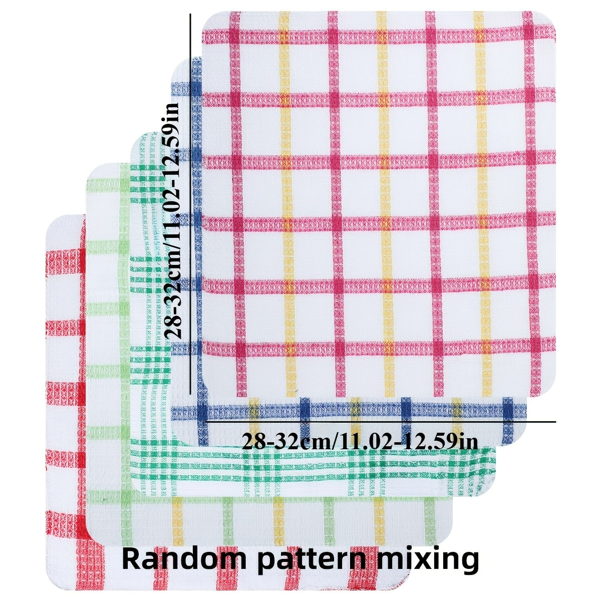 Set of 5 Waffle Weave Kitchen Towels Quick-Drying Dish and Hand Towels Rustic Space Design