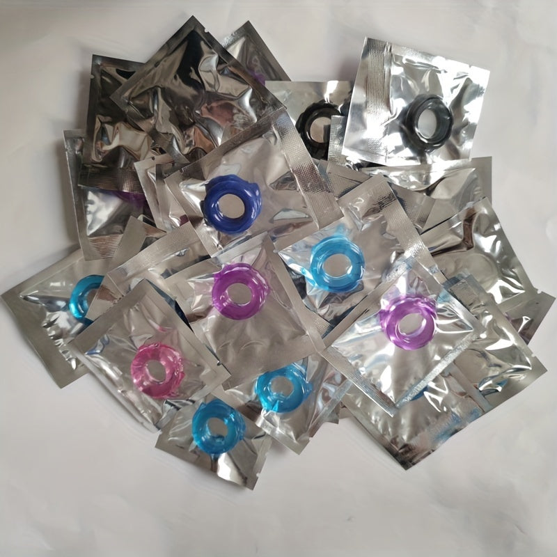 Men Soft Stretchy Cock Rings Set with Colorful Designs for Delay Control