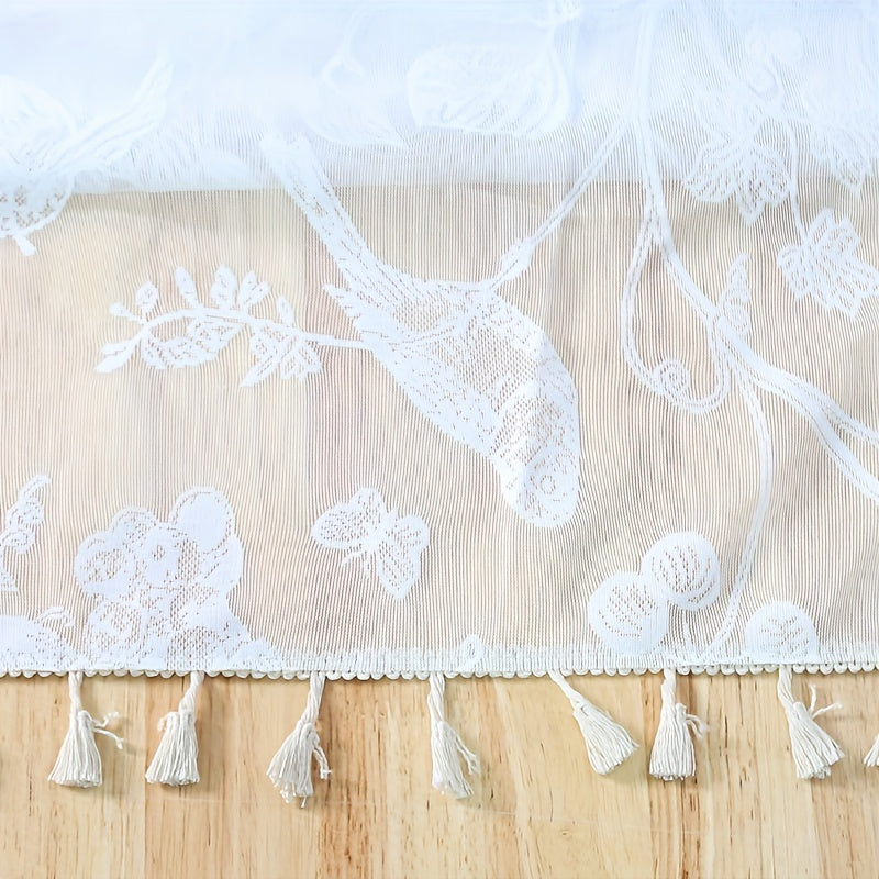 Modernist Lace Embroidered Tablecloth with Tassels for Weddings and Parties
