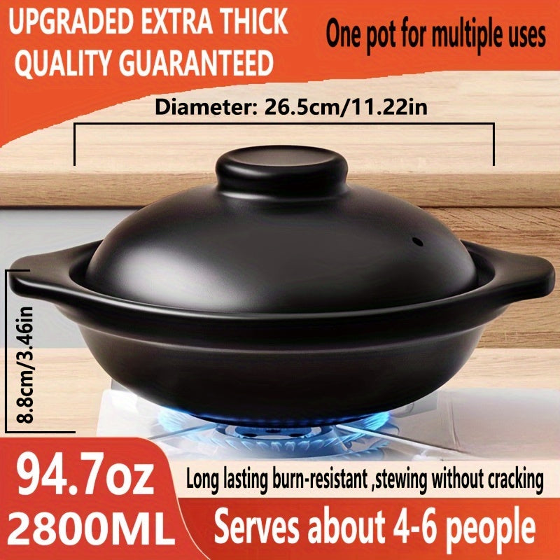 Ceramic Casserole Pot with Lid and Handles Thickened Heat-Resistant Non-Stick Durable for Home and Restaurant