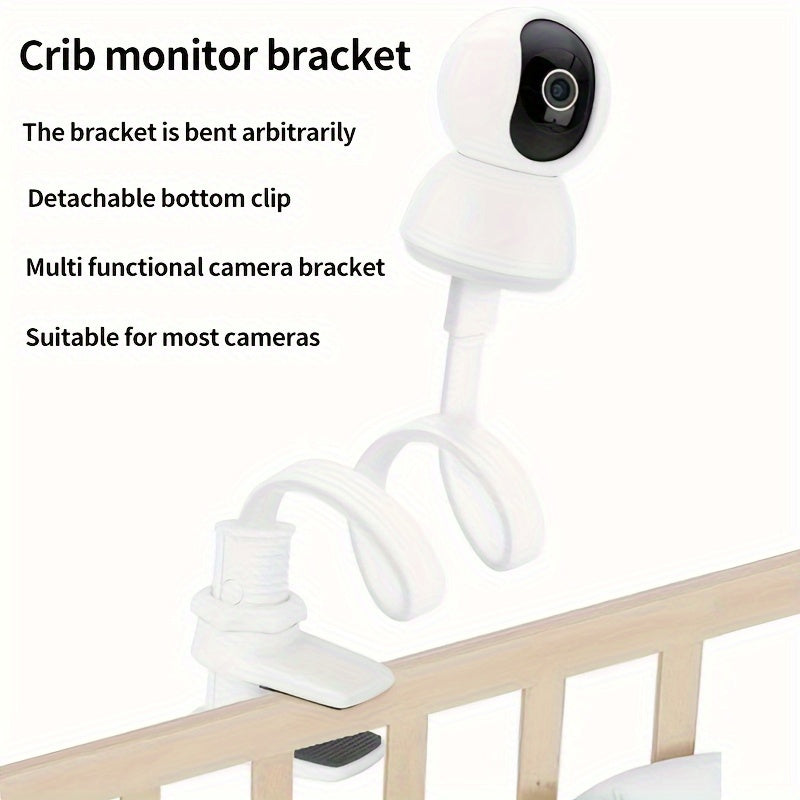 Cylindrical Camera Mount Bracket for Desktop Monitoring with Removable Bottom Clip