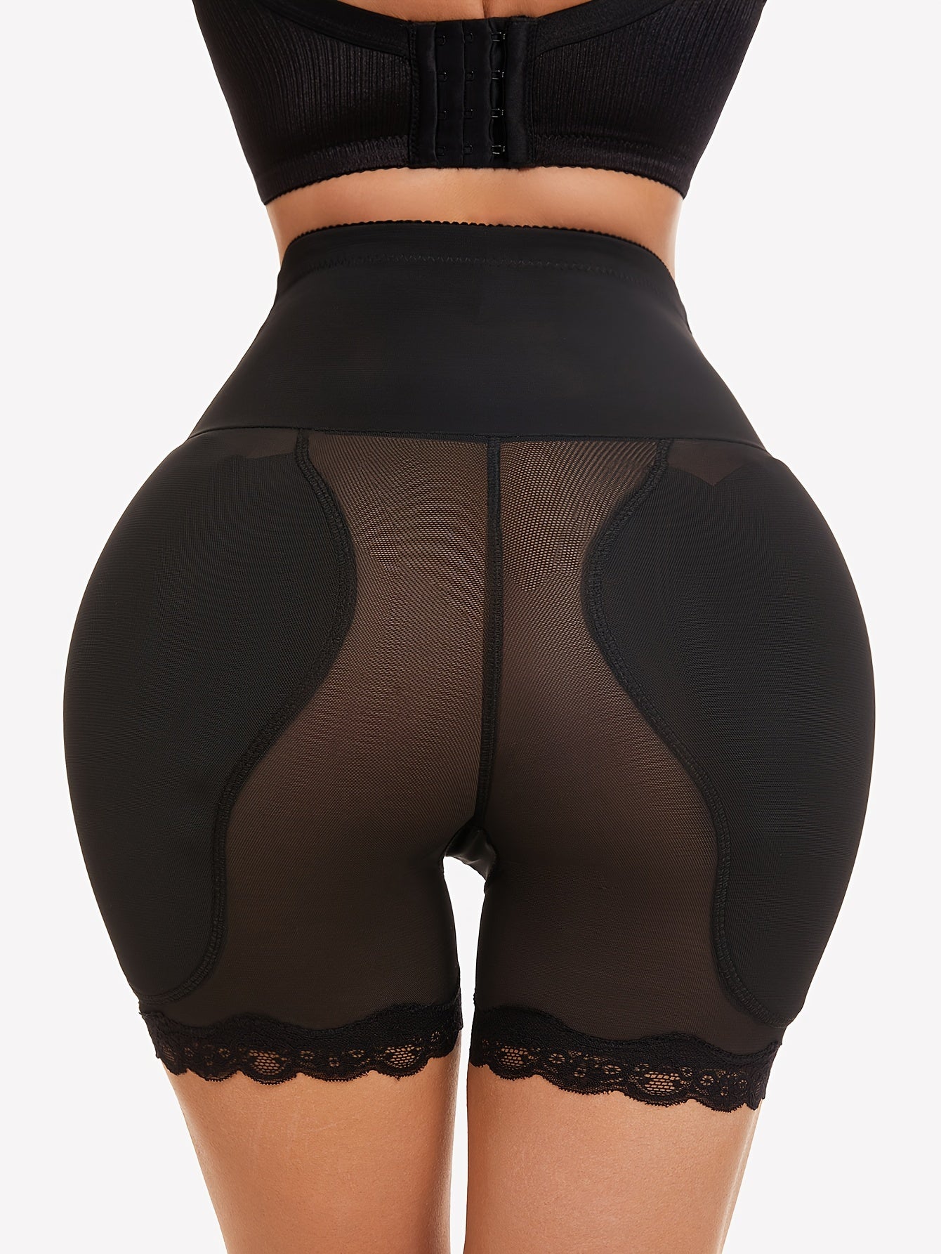 Mid-Waist Shaper Panties with Fake Hip Pads Mesh Tummy Control Slimming Waist Butt Lifter