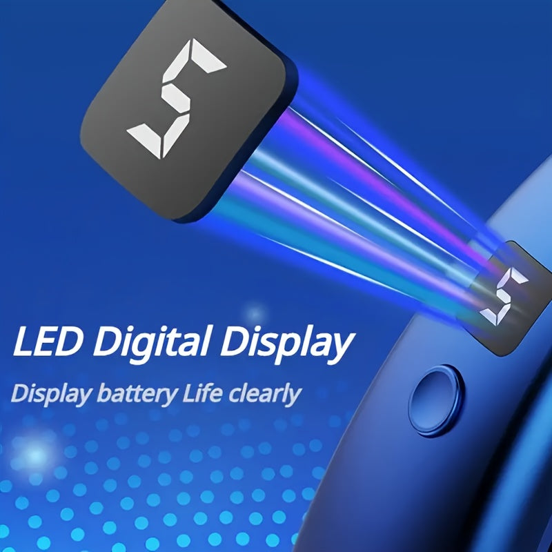 Portable Neck Fan with Ice Porcelain, 5-Speed LED, USB-C Charging