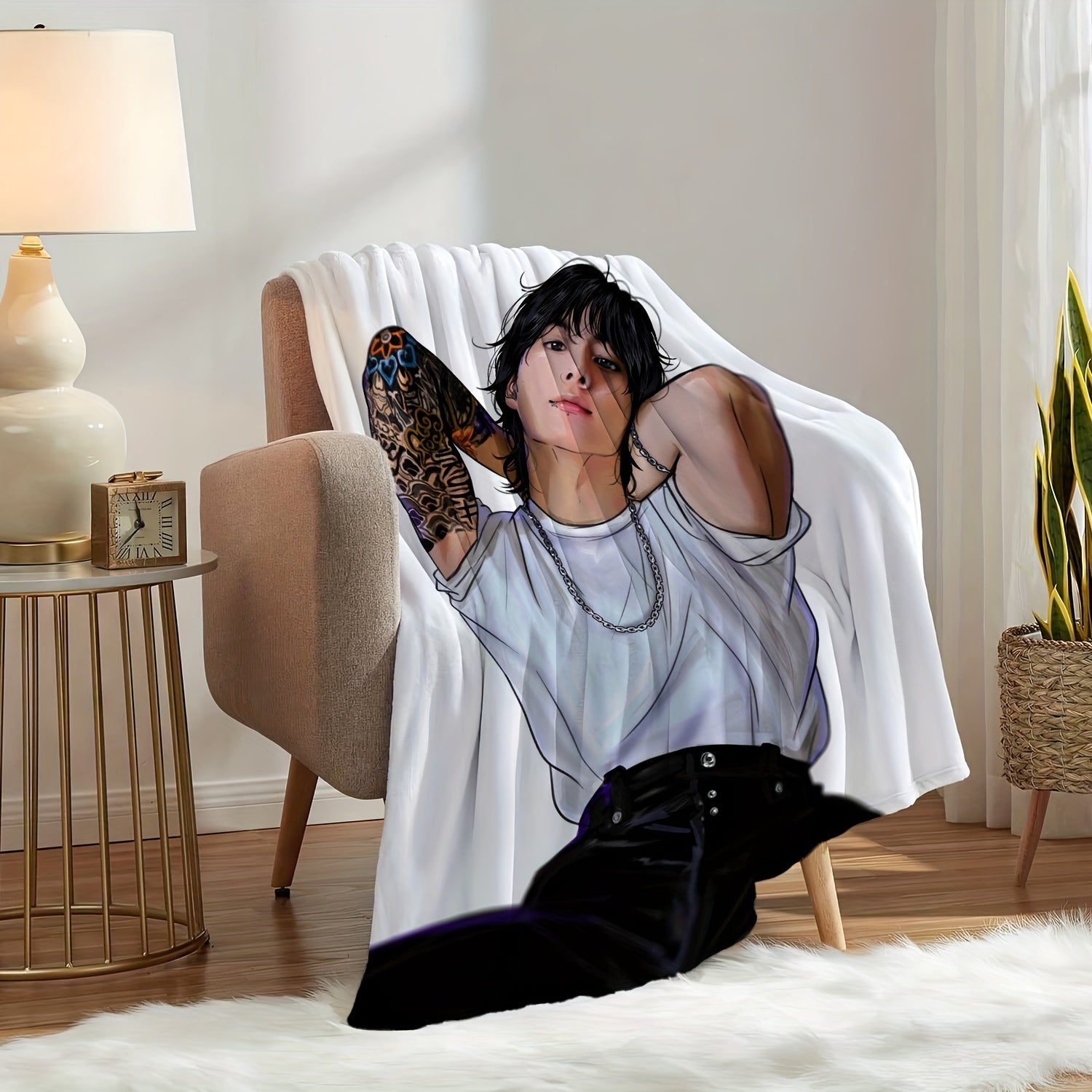 K-POP Idol Throw Blanket Cartoon Design Soft Cozy Gift for Fans