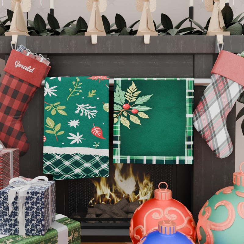 Christmas Winter Kitchen Towel Set 2pcs 18x26 Tea Towels Holiday Decor Soft Gift