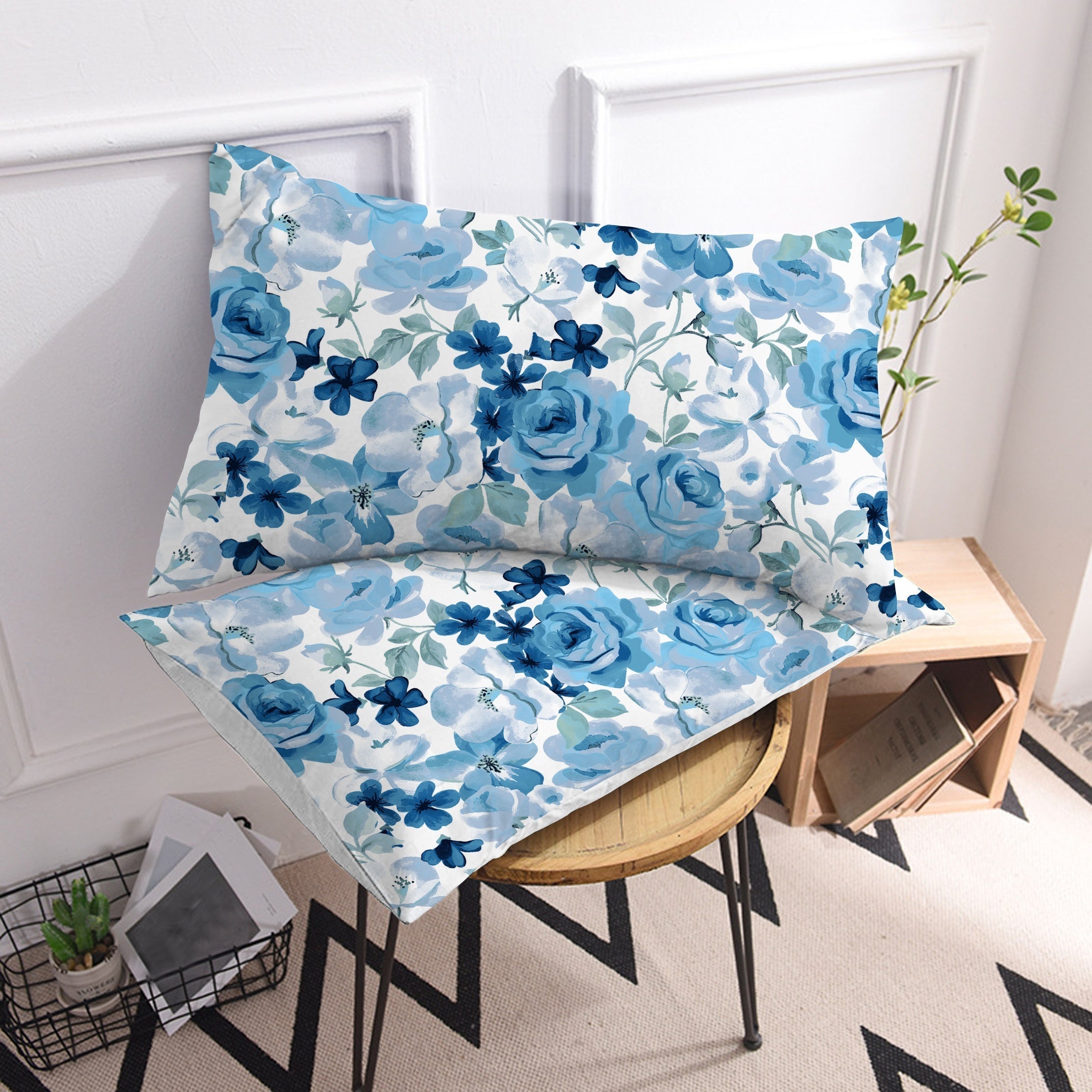 Fundas de almohada decorativas con estampado de flores para dormitorio y sofá, juego de 2, tela suave y transpirable