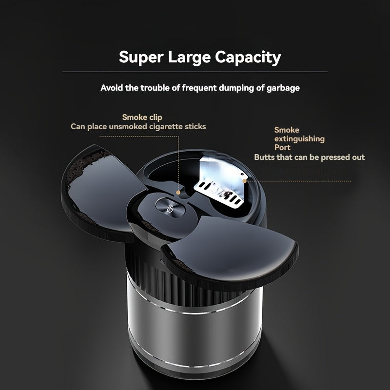 Универсальная автомобильная пепельница с инфракрасной автоматической крышкой, черный металл, аккумуляторная