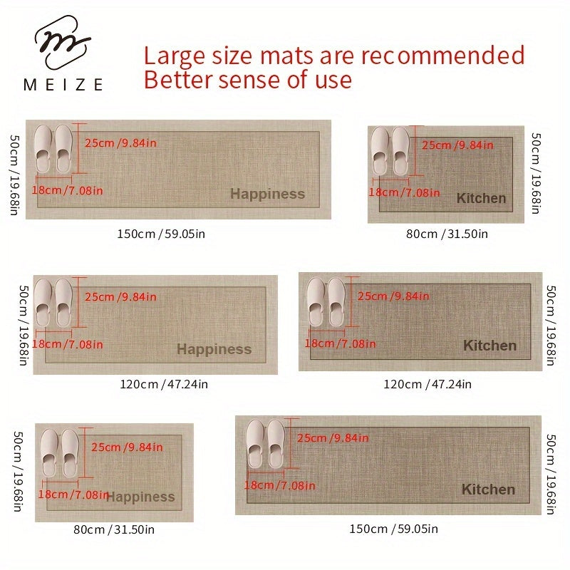 Коврик Meize против усталости на кухне - мягкий, водонепроницаемый, нескользящий и прочный коврик из искусственной кожи с дизайном "КУХНЯ" - идеально подходит для кухни, ванной, прачечной.