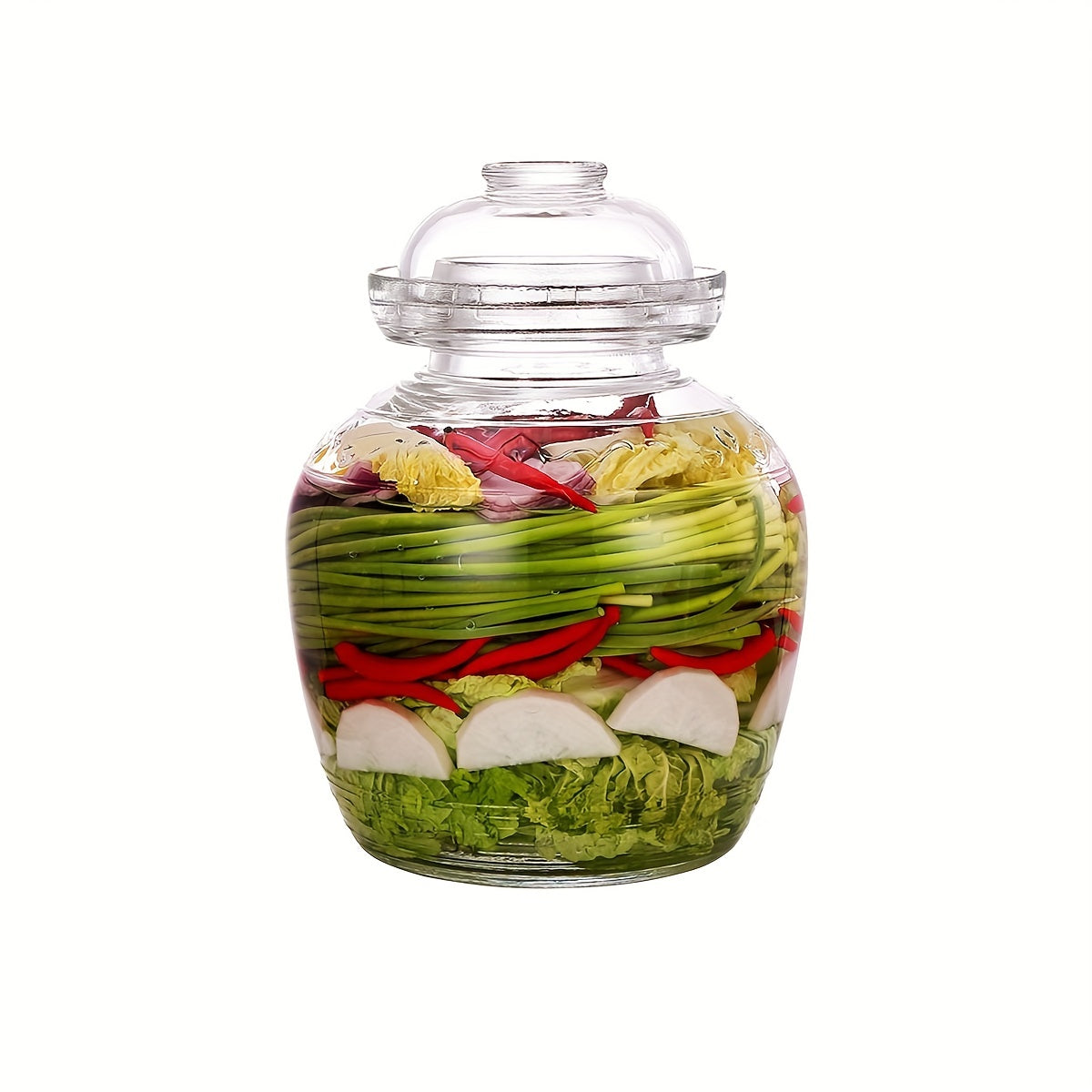 Glass Fermentation Jar with Lid Water Seal Airlock for Pickles Sauerkraut Kimchi Wine Brewing