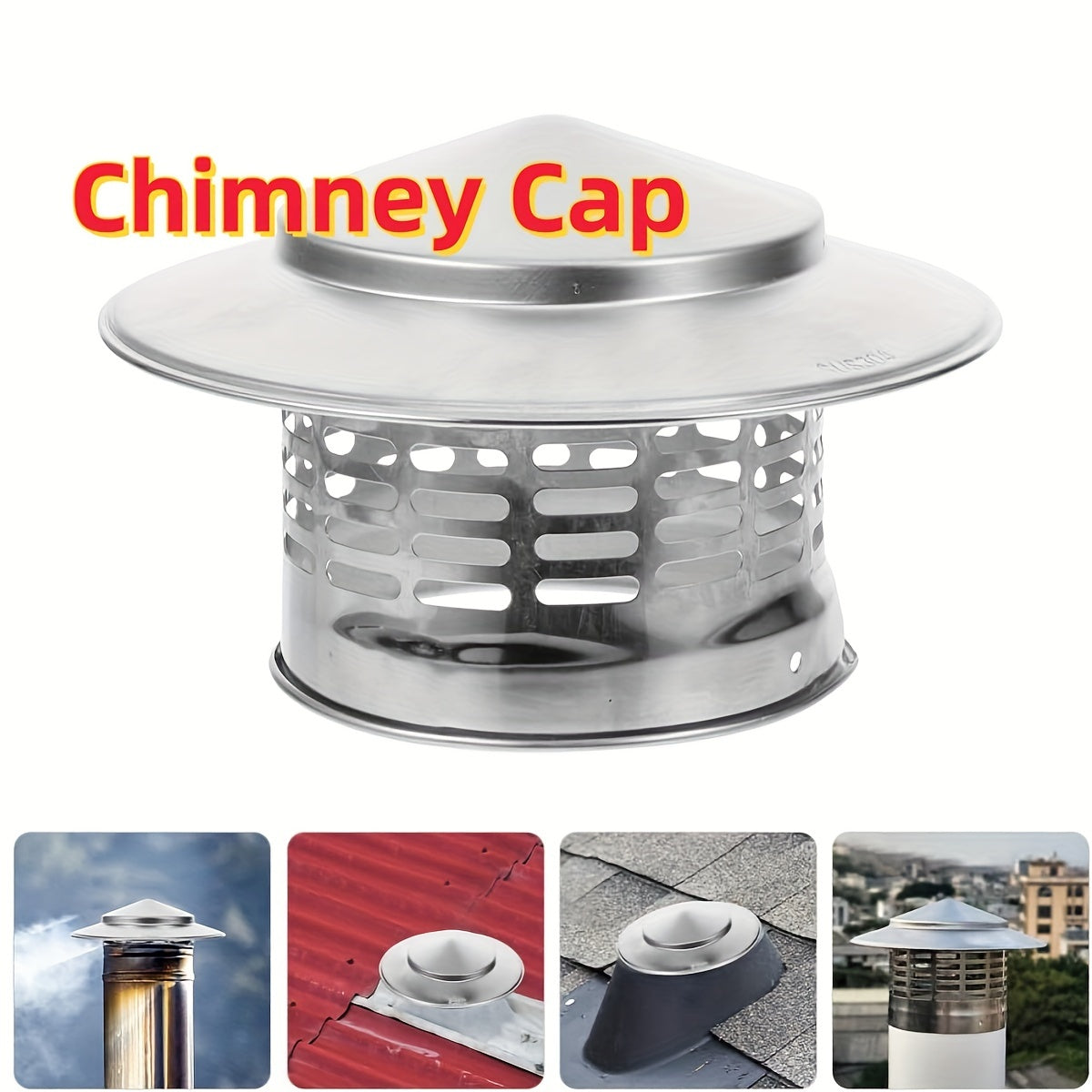 Stainless Steel Chimney Cap with Conical Top and Flue Pipe Cover