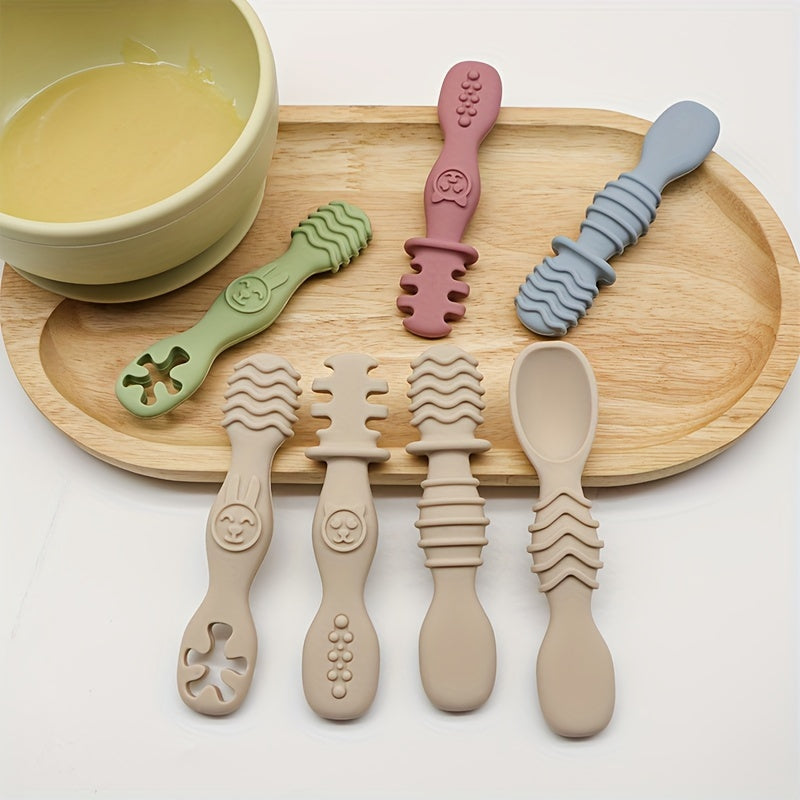 4-Piece Silicone Baby Spoon Set Soft-Tip BPA-Free Dishwasher Safe for Children 6 Months+