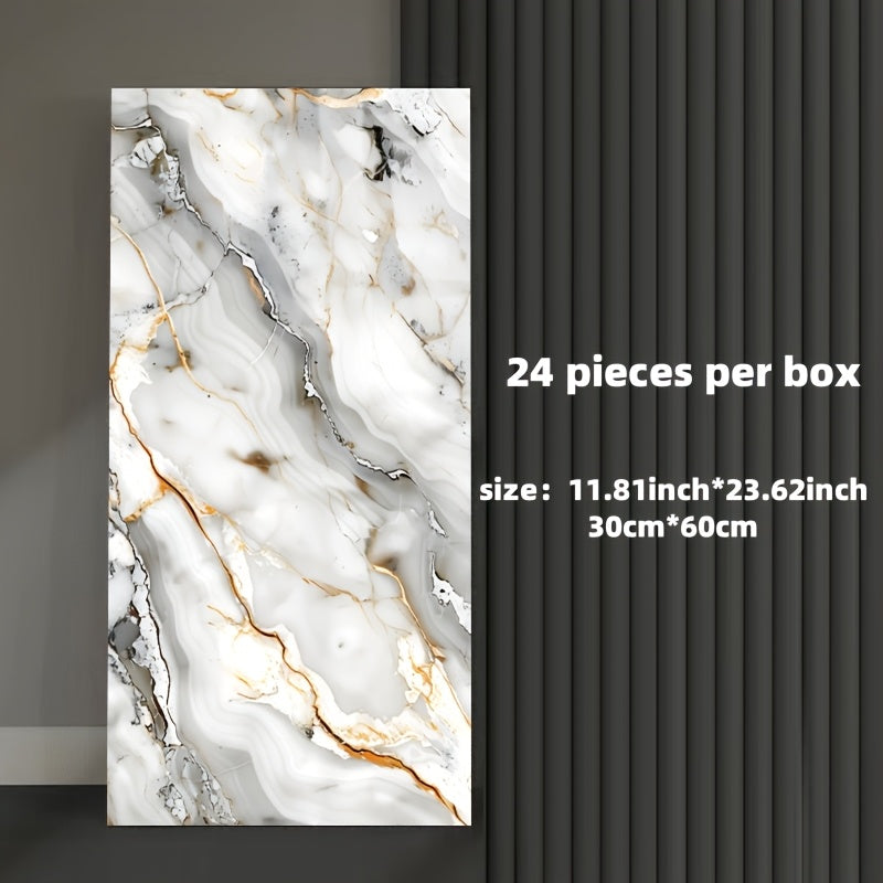 Juego de pegatinas de pared de mármol autoadhesivas para baño, cocina, sala de estar y oficina, 24 piezas