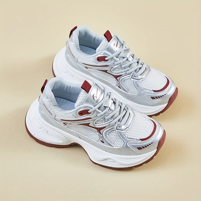 Women’s Korean Style Chunky Dad Shoes Comfortable Platform Sneakers White Gray
