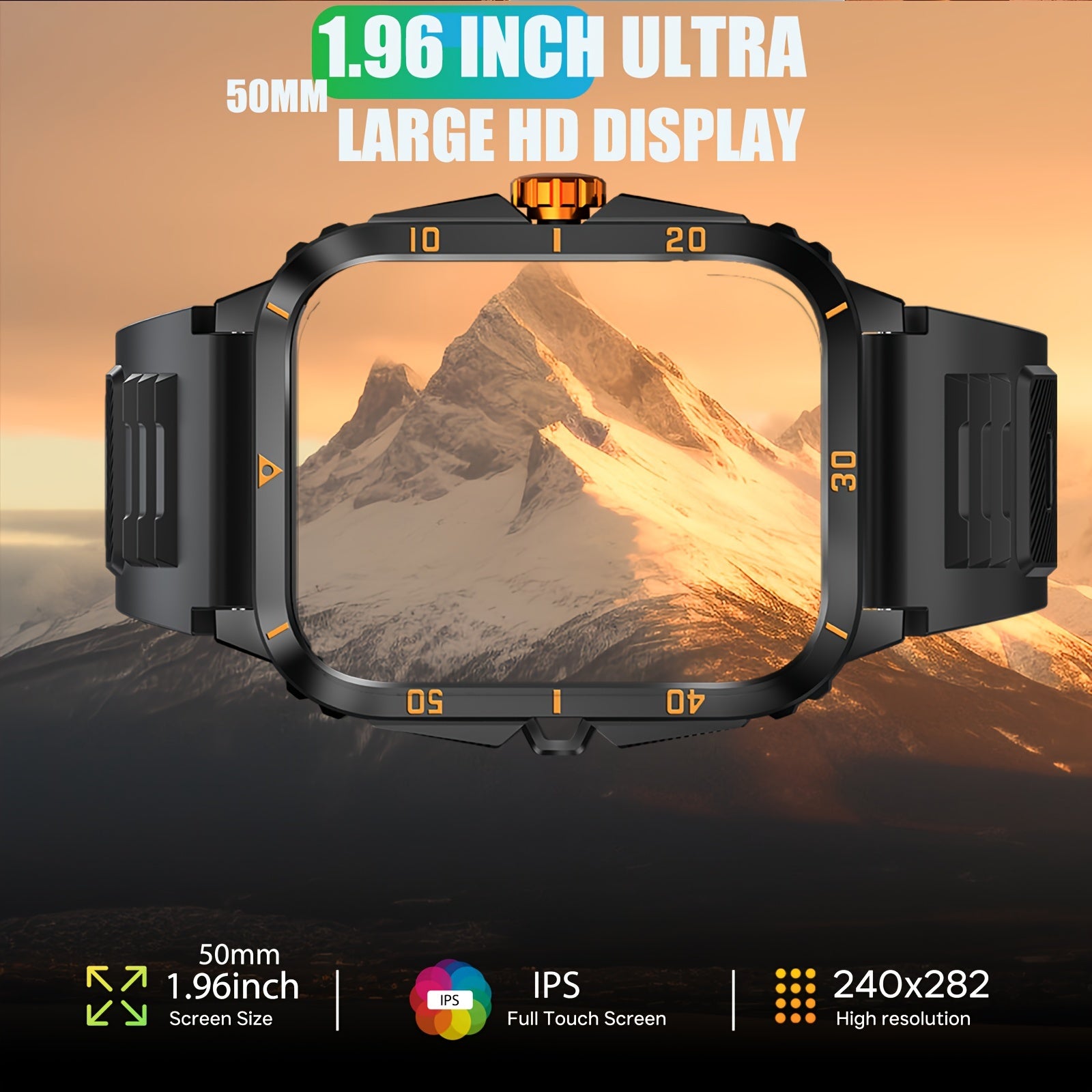 Smart Watch 1.96-Inch Wireless 5.3 Voice Assistant Exercise Recording Multi-Sports Water Resistant