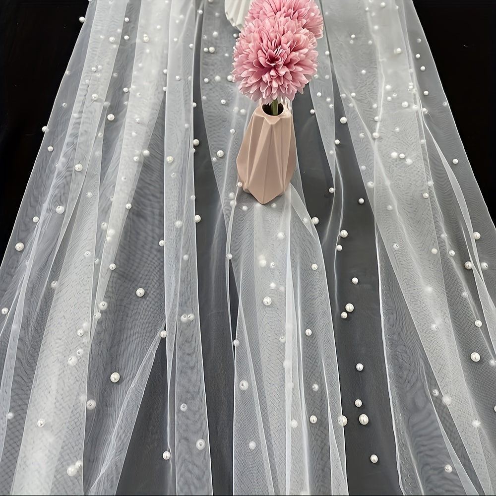 Camino de mesa de chiffon de perlas para recepción de boda y decoración de despedida de soltera