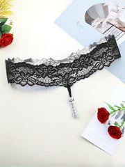 Women's Elastic Lace Beaded Thong Panties Underwear
