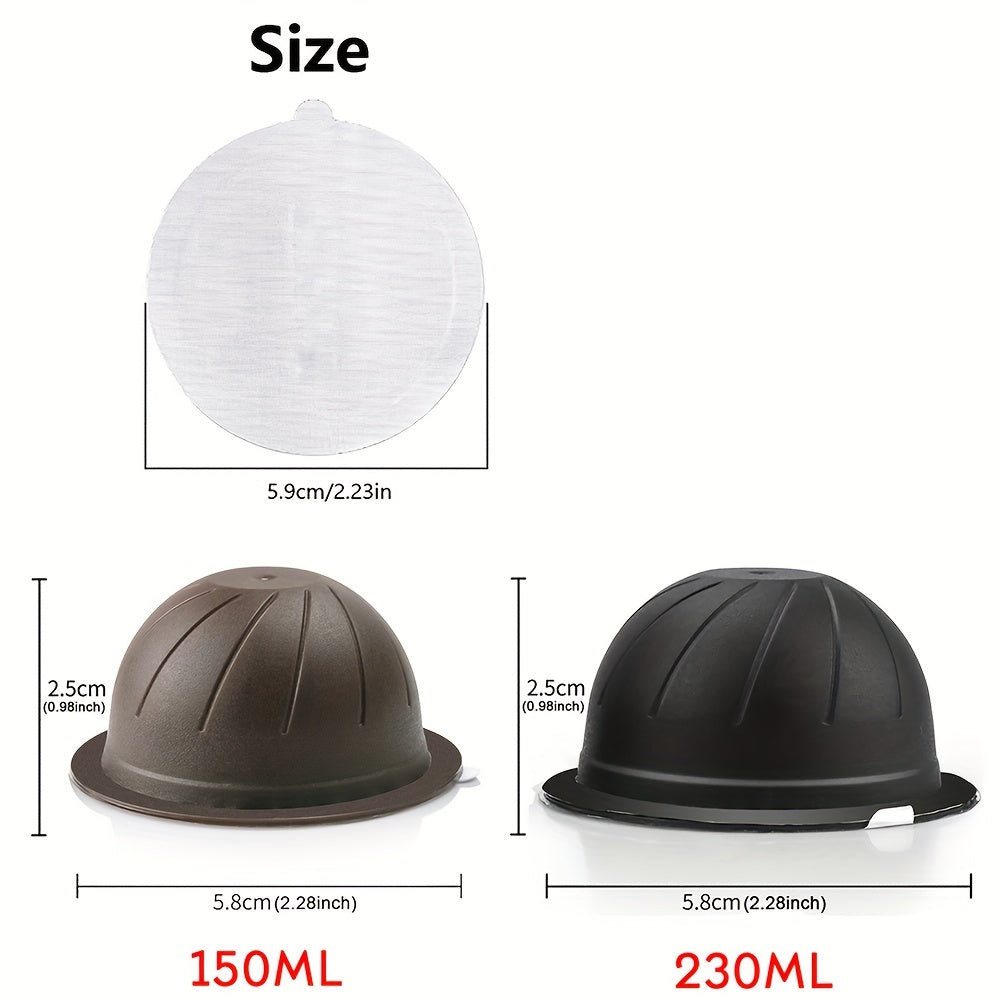 Aluminiy muhrlar va stikerlar bilan bir martalik qayta to'ldiriladigan kapsulalar, Nespresso Vertuo Plus avtomatik qahva tayyorlash mashinasi uchun mukammal, diametri 59 mm.