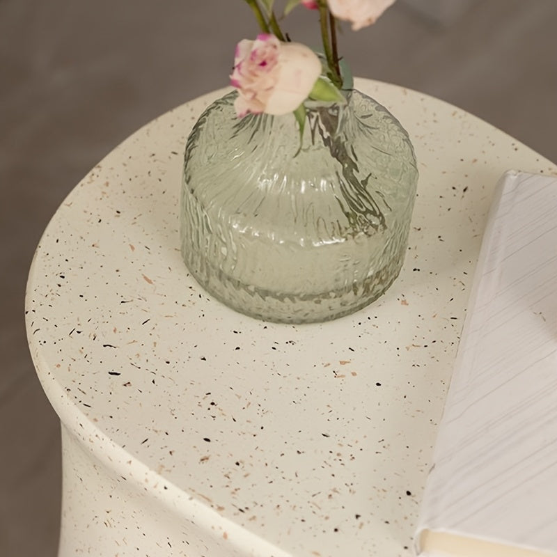 Minimalist French Cream Bedside Table with Elegant Edges for Bedroom or Living Room