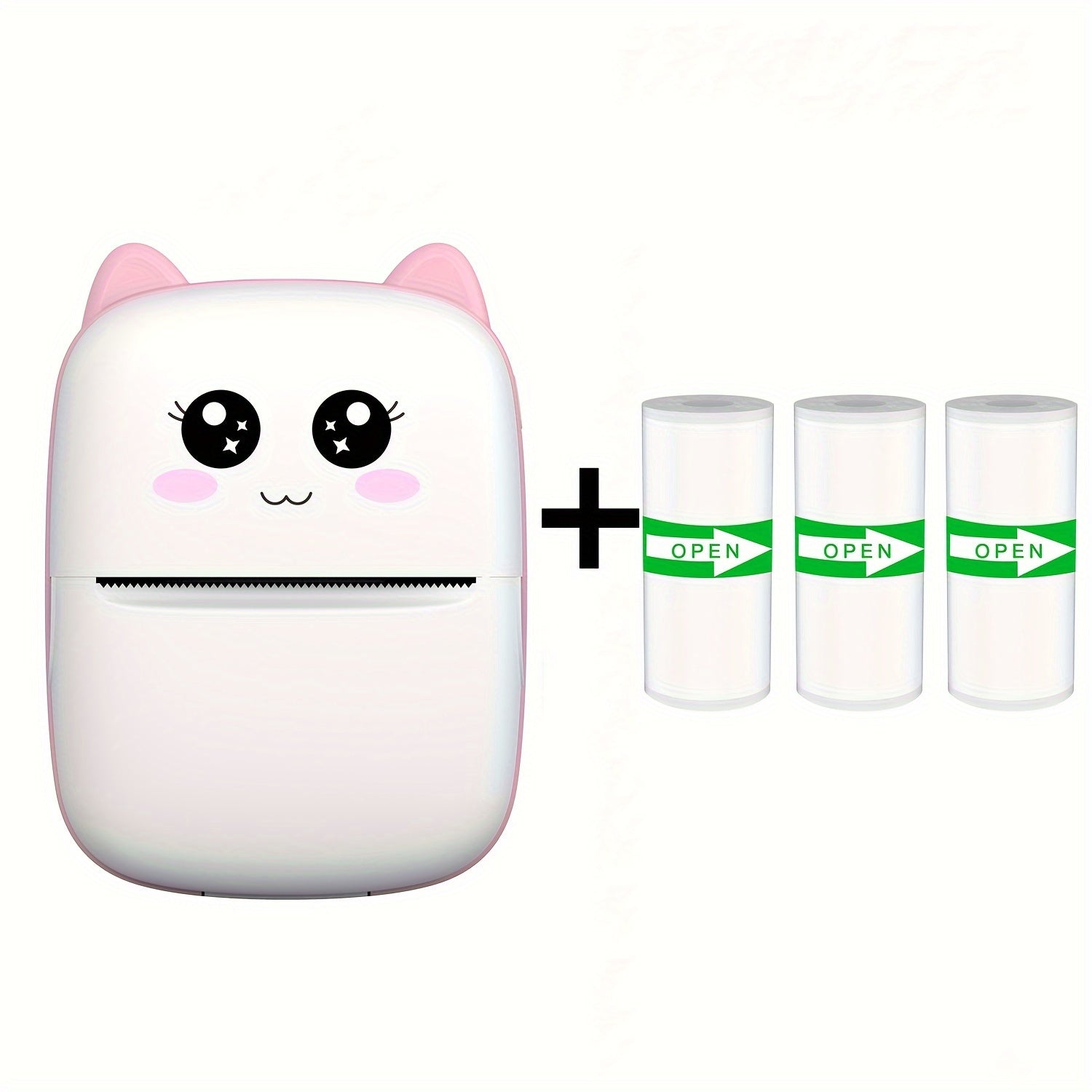 Portable Mini Thermal Printer with 10 Rolls Wireless USB Charging for Notes Receipts Labels