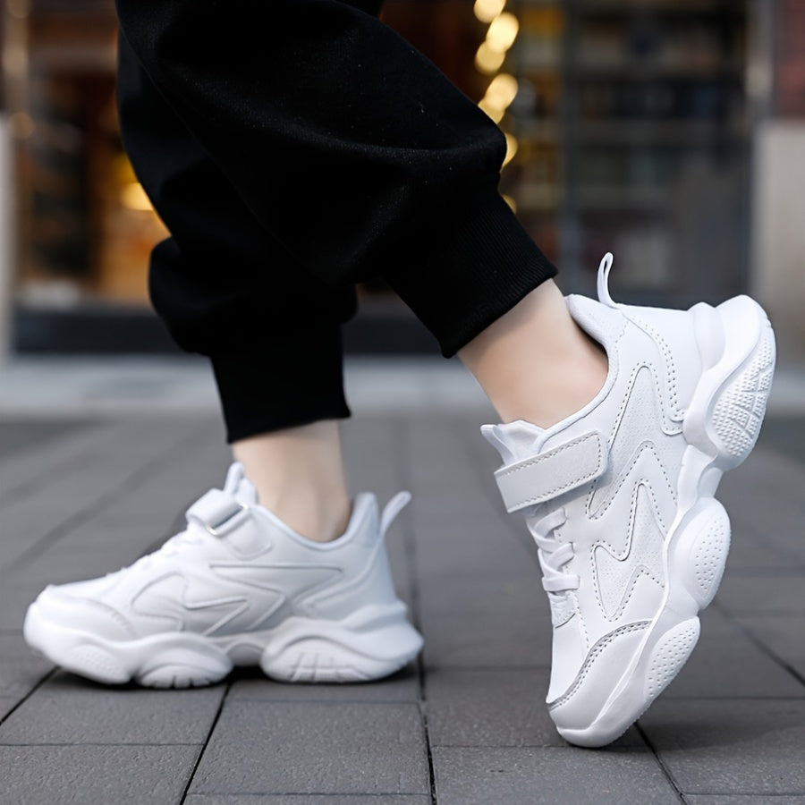 Boys Casual Sneakers Geometric Design Lightweight EVA Sole Breathable Fabric Outdoor Athletic Shoes