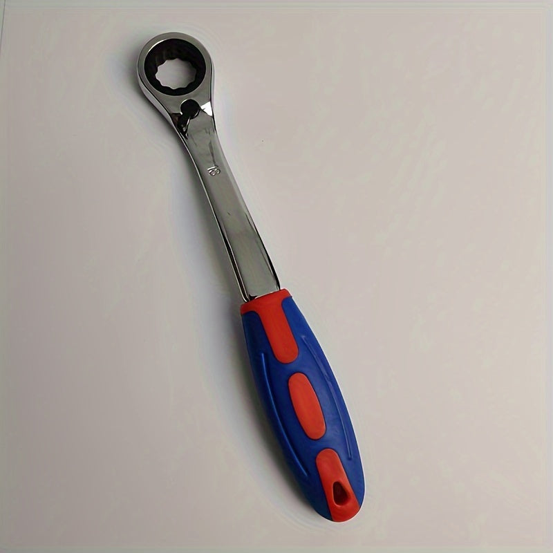 Унисекс пластиковый двухсторонний трещоточный ключ 8-19мм с изогнутой рукояткой