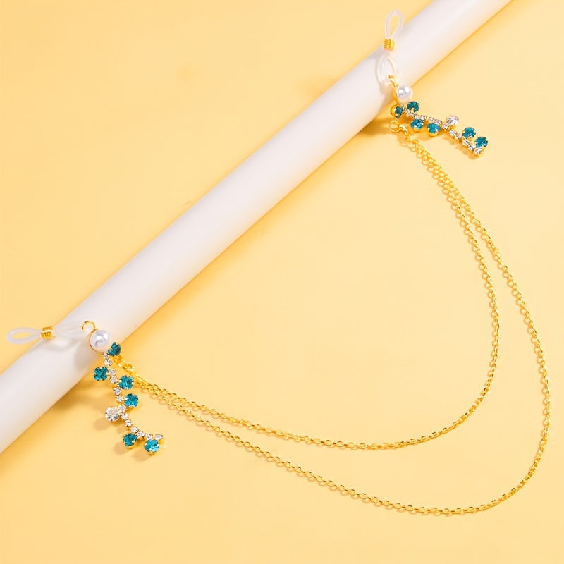 Элегантная синяя цепочка для тела с кисточками из страз и перламутровыми сосками для ночного клуба