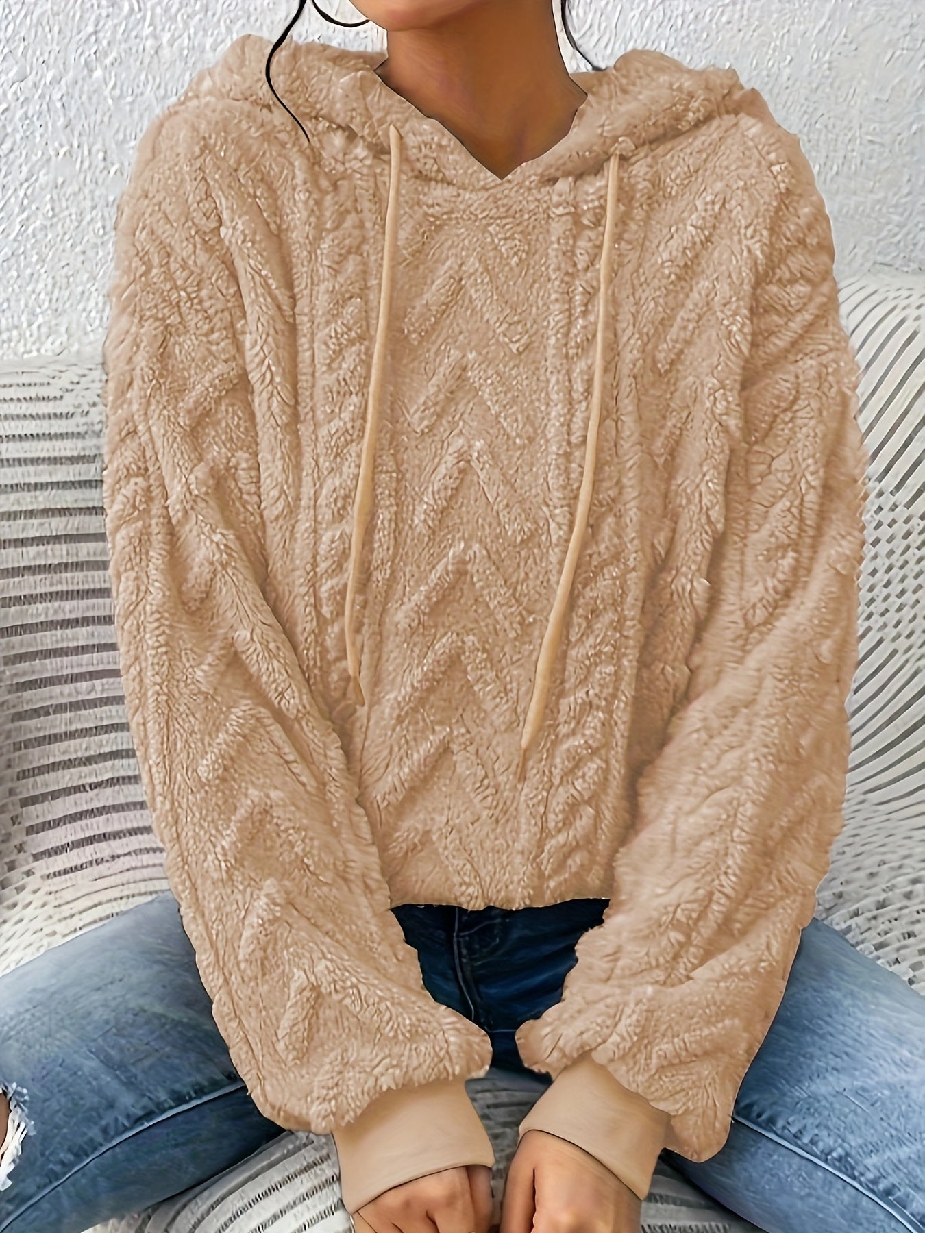 Women's Hooded Pullover Sweater Soft Polyester Spandex Solid Color Machine Washable