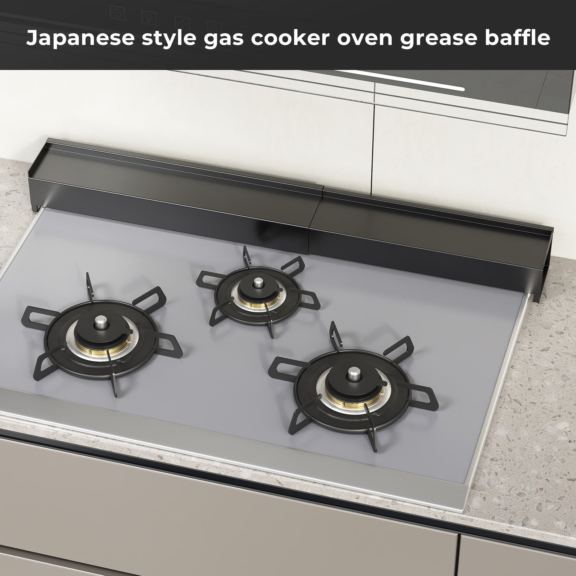 Stainless Steel Gas Stove Backsplash Guard Adjustable Oil-Resistant Shelf