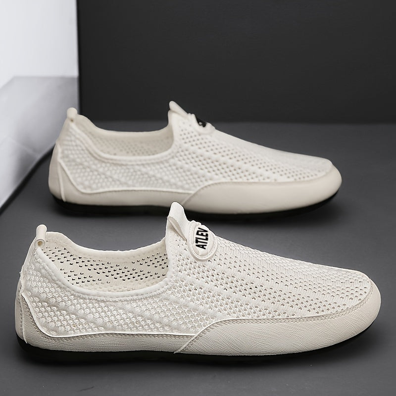 Men's Beige Slip-On Sneakers with EVA Insole and Flexible Sole