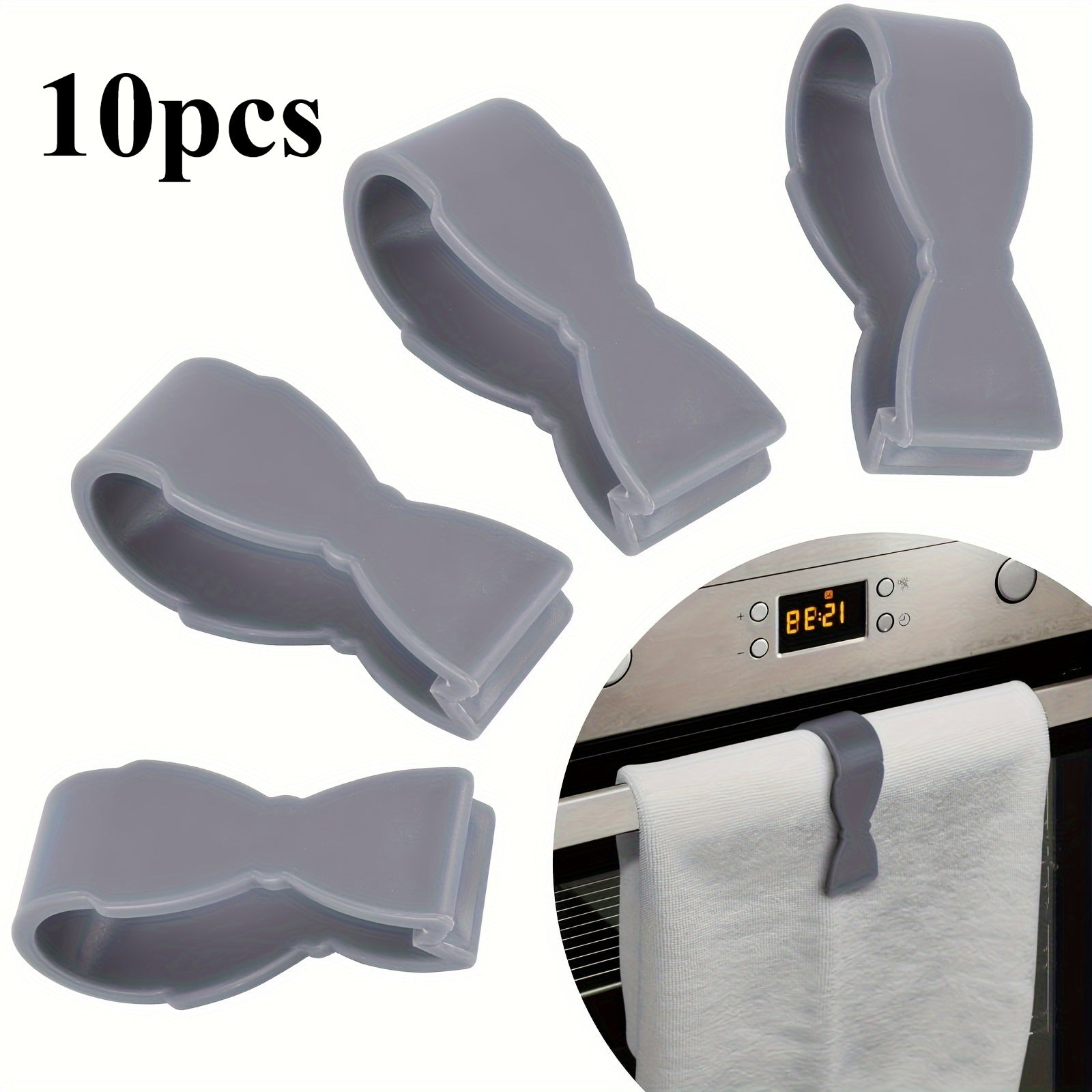 Set of 10 Silicone Wall-Mounted Towel Clips for Kitchen Bathroom Hanging