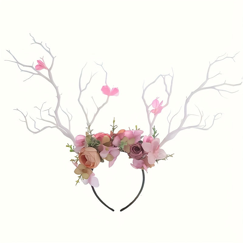 Boho Flower Headband for Women with Large Branches for Parties and Costumes