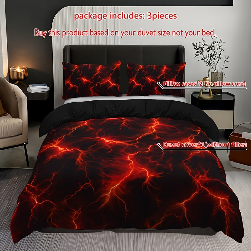 Purple Lightning Line Duvet Cover Set 3 Pieces Includes Duvet Cover and Pillowcases Home Dorm
