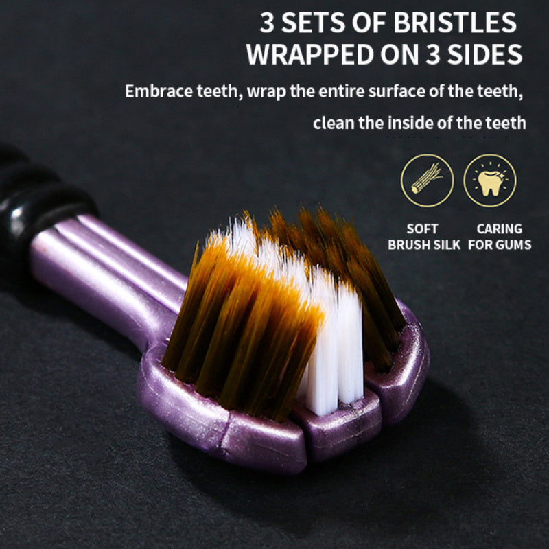 Set of 4 and 2 U-Shaped Toothbrushes for Adults Soft Nylon Bristles Tongue and Teeth Cleaning