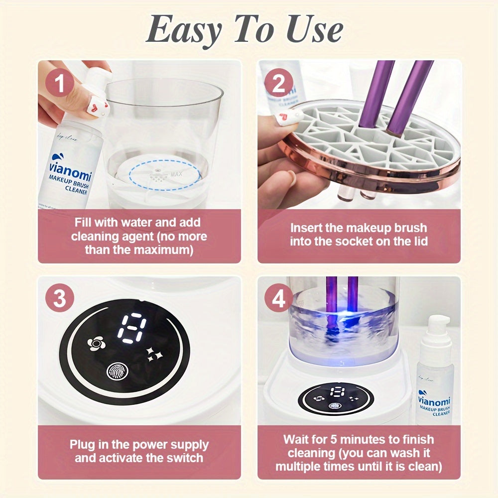 Set de limpieza eléctrica de brochas de maquillaje con luz UV, temporizador, USB y limpieza profunda