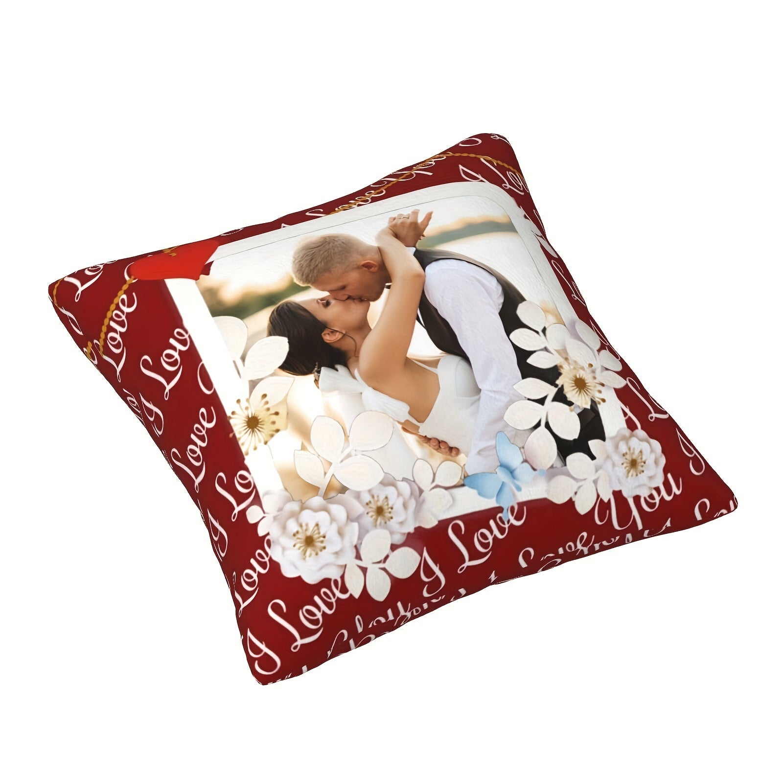 Personalized Love Photo Pillow for Couples Wedding Valentine's Day Soft Polyester Cushion