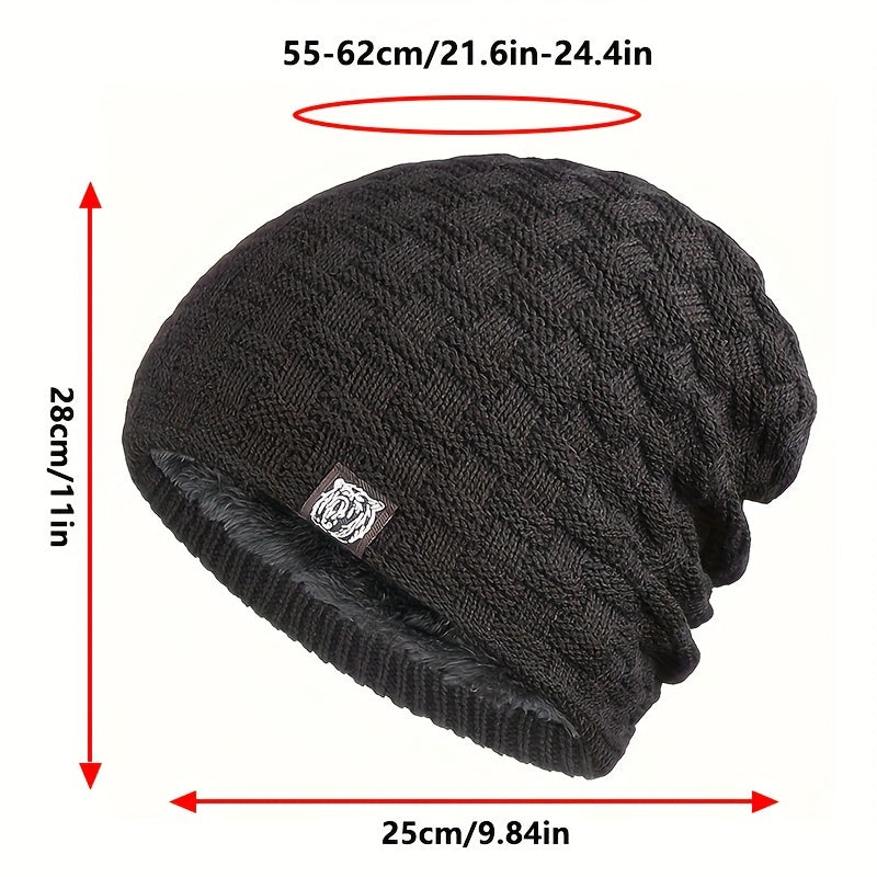 Gorro acolchado de punto para hombre, gorro cálido de invierno para otoño y clima frío